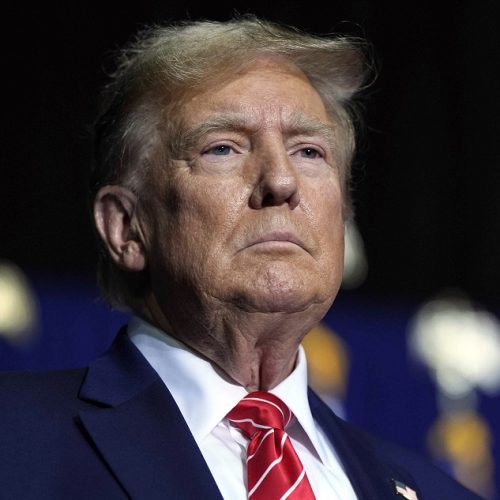 FILE - Republican presidential candidate former President Donald Trump speaks at a campaign rally, March 9, 2024, in Rome Ga. Trump's lawyers kept pressing an appellate court Wednesday, March 20, to excuse him from covering a $454 million fraud lawsuit judgment for now, saying he'd suffer “irreparable harm" before his appeal is decided. (AP Photo/Mike Stewart, File)