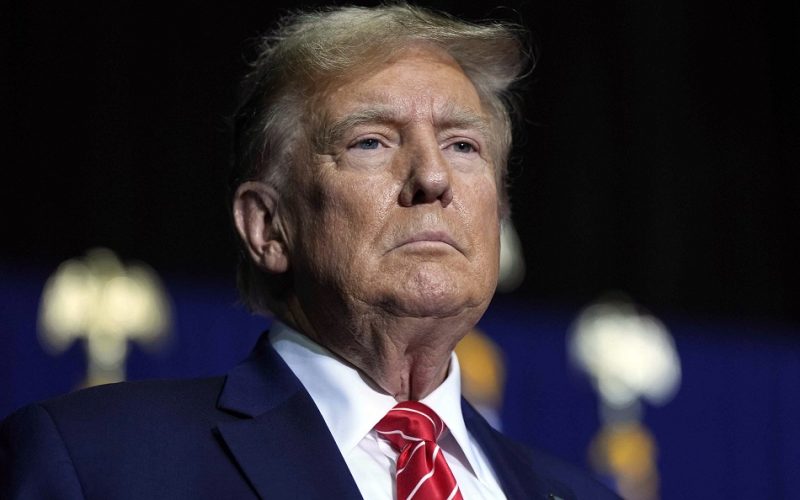 FILE - Republican presidential candidate former President Donald Trump speaks at a campaign rally, March 9, 2024, in Rome Ga. Trump's lawyers kept pressing an appellate court Wednesday, March 20, to excuse him from covering a $454 million fraud lawsuit judgment for now, saying he'd suffer “irreparable harm" before his appeal is decided. (AP Photo/Mike Stewart, File)